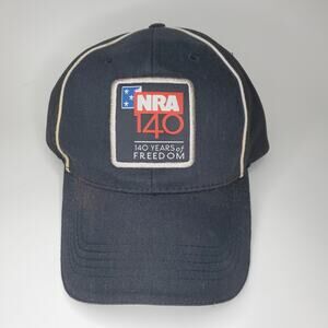 NRA 140 Years of Freedom Embroidered Patch Black Strapback Adjustable Hat Cap